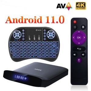 A95X W2 Android 11 TV Box Amlogic 4 Go de RAM 64 Go Prise en charge du double Wifi 4K 60fps VP9 BT5.0 Lecteur multimédia 2 Go 16 Go TVBOX A95XW2 i8 clavier rétroéclairé