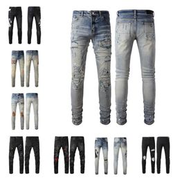 AA-88 Body designer met gaten in jeans zwarte jeans slim fit jeans voor heren {De verzonden kleur is hetzelfde als de foto}