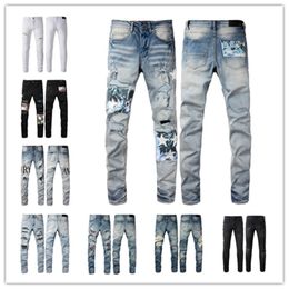 AA-88 Nieuwe denim heren luxe designer denim jeans lange broek met gaten fietsen herenkleding amirs