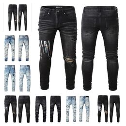 AA-88 Nieuwe Jeans Aankomst Heren Luxe Designer Denim Jeans Broeken Gaten Broeken Biker Herenkleding