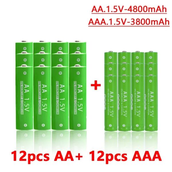 AA + AAA Batterie alcaline rechargeable AA 1.5V 4800mAH / 1.5 V AAA 3800mAh