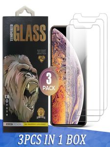 Paquet de 3 protecteurs d'écran en verre trempé transparent AA pour iPhone14 plus 13 12 MINI 11 PRO MAX XR XS Samsung A21 avec boîte de vente au détail 8866545