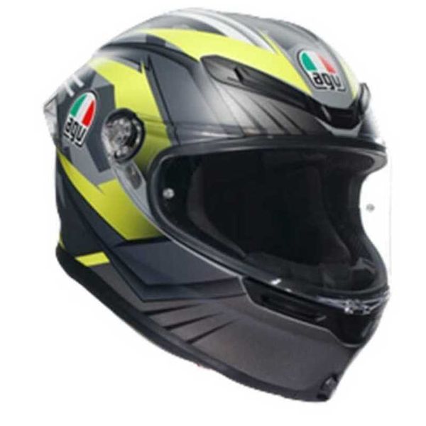 Casco de diseñador AA Cascos integrales AGV Cascos de motocicleta para hombres y mujeres Casco integral AGV K6 E2206 Mplk Excite Matt Camo Yellow Fluo 005 - ¡Nuevo!...WN-10RG