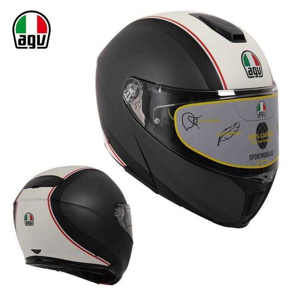 AA Casco de diseño Casco de motocicleta Agv abierto de cara completa Casco descubierto de fibra de carbono ligero para hombres y mujeres que conducen antivaho todas las estaciones Universal 4CEY