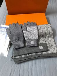 AA Luxe Merk Hoed Sjaal Handschoen Sets Dames Heren Designer Sjaals Cap Handschoenen Winter Outdoor Ski Warm Unisex Hoeden Set box