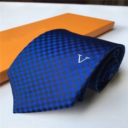 AA Lujo Alta calidad Corbatas Diseñador Carta para hombre 100% Corbata Corbata de seda Negro Azul Aldulto Jacquard Fiesta Boda Negocio Tejido Diseño de moda Hawaii Caja de corbatas