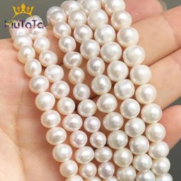 AA Perles de perles blanches d'eau douce naturelles Perles rondes pour bijoux DIY Fabrication de bracelets Accessoires de collier 15 6-7mm 7-8mm 8-9mm 240220