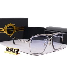AA Vintage zonnebril Vierkant Dames Punk Zonnebril Modeontwerper Shades Luxe Gouden Frame Uv Gradiënt Mach Six Dita Randloze Lens 8RYH