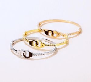 Pulsera de acero inoxidable con cristales AAA, brazalete para hombres, mujeres, adolescentes, diseño de esposas, regalos para buenos amigos, plata/oro/oro rosa