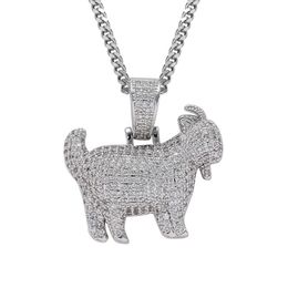 AAA cubique Zircon Hip Hop chèvre pendentif hommes collier de haute qualité Rock chaîne lien bijoux de luxe Q0531