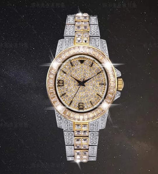 AAA CZ Bling Diamond Men039s Rôle de montée 18K Gold Ice Out Quartz ICED GESTIONS ICED POUR HOMME