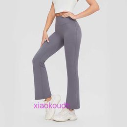 AAA Designer LUL Pantalon de yoga sportif pour femmes confortables Lycra Femens Flare High Levant Hips Ligne LA Dance Fitness