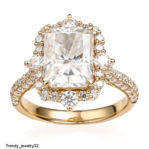 AAA edelstenen op maat gemaakt 7,5x10mm 3CT VVS Moissanite Diamond Real 14K Solid Gold Engagement Wedding Rings For Women