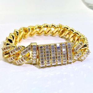 Aaa Gems Emerald Cut Moissanite Cubaanse kettingen armband massief 925 sterling zilver luxe hiphop stokbrood voor rapper