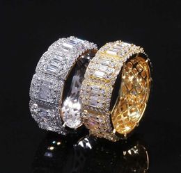 Aaa Gems Heren Baguette Diamond Band Ring Real Vvs Wedding Iced Out Moissanite