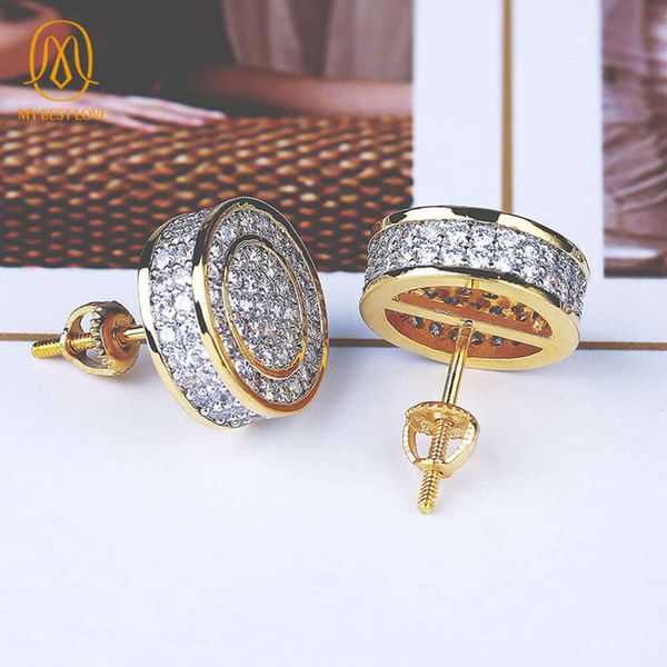 AAA Gems – boucles d'oreilles à clous en or jaune Moissanite, bijoux Hip Hop personnalisés, nouvelle collection 14K