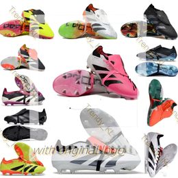 AAA Gift Bag Boots Precuracy+ Elite Tongua FG Botas de metal espigas de fútbol tacos para hombres sin lacas de cuero suave fútbol rosa EUR36-46 Tamaño 183