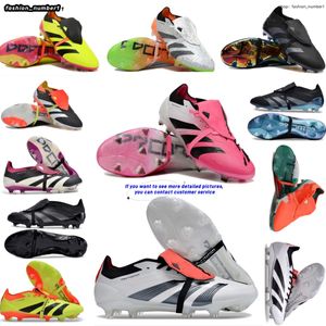 AAA Geschenktas Laarzen Nauwkeurigheid+ Elite Tong FG Boots Metal Spikes Voetbal Cleats Mens Laceless Soft Leather Pink Soccer EUR36-46 Grootte
