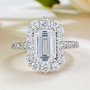AAA kwaliteit edelsteen aangepaste luxe 7,5x10mm 3ct VVS Moissanite Diamond Real 925 sterling zilveren damesverlovingsring