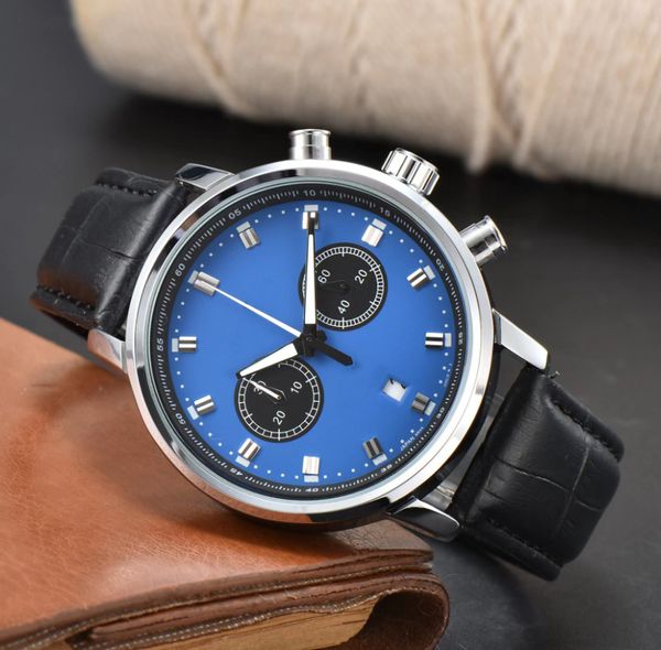 AAA Haute qualité montres pour hommes mouvement à quartz montre pilote tout cadran travail chronomètre montre-bracelet bracelet en cuir boîtier en acier inoxydable horloge montre de luxe dhgate