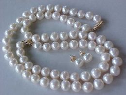 HOT 8-9MM GENUINE WHITE AKOYA PEARL NECKLACE BRACELET & EARRINGS SET 18"7.5"