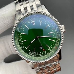 AAA Luxe Breitl 2024 46MM Navitimer Groene wijzerplaat Automatisch mechanisch uurwerk Zilveren wijzerplaat 50TH ANNIVERSARY Herenhorloge Bruine roestvrijstalen band Heren