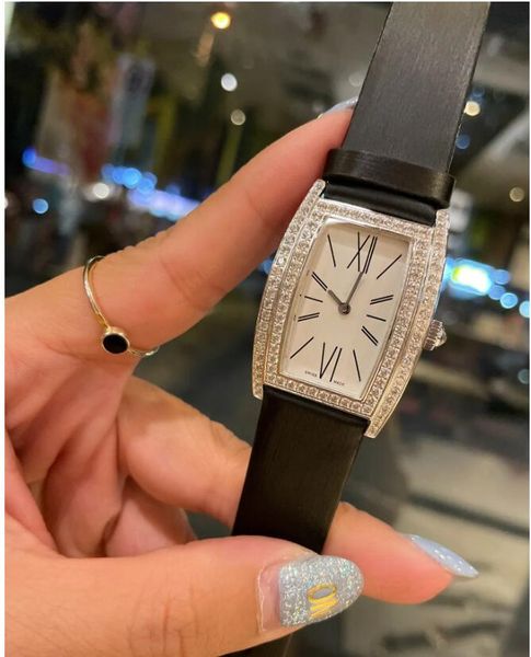 Reloj AAA de lujo para mujer, caja de cubo, movimiento de cuarzo de 27x38mm, reloj único de moda con incrustaciones de diamantes nobles