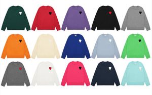 AAA + Pulls pour hommes / femmes Créateurs de mode parisiens Pulls tricotés brodés de couleur unie rouge Big Love Cardigan à col roulé à capuche