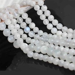 Pierre de lune blanche naturelle AAA ronde en vrac pour la fabrication de bijoux bracelets à bricoler soi-même 6 8 10mm gemmes Beads223j