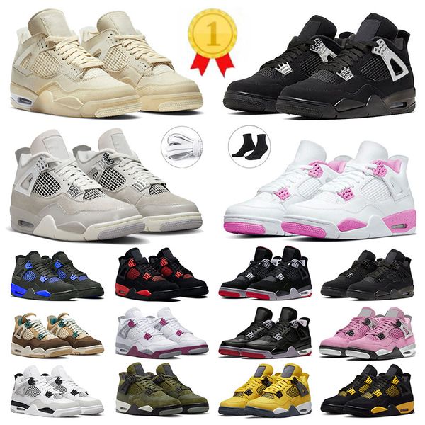 jordan4s jordan 4s jordens 4 black cat 4s jumpman retro j4 basketball shoes men women bred reimagined black【code ：L】panther pink cactus jack frozen moments sneakers trainers dghate