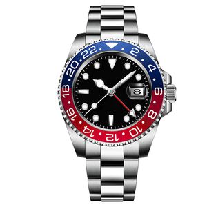 aaa kwaliteit designer horloges herenhorloge 40 mm 904L automatisch mechanisch vouwgesp saffierglas waterdicht keramiek rood blauwe bezel zwarte wijzerplaat horloges