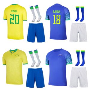 22/23 BraSil Kids Kits Voetbalshirts 2022 PAULINHO G.JESUS P.COUTINHO D.COSTA WILLIAN Kind Shirts Mannen Voetbaltrui