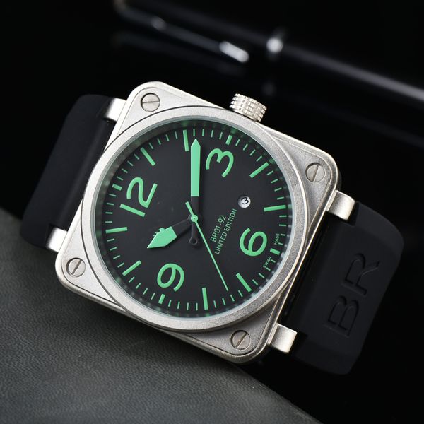 AAA Top Model Model Sport Rubber Watch Band Machinery Bell Luxury Multifonction Watch Business en acier inoxydable Montreuses de bracelet Men Watch Mens Watchs High Quality