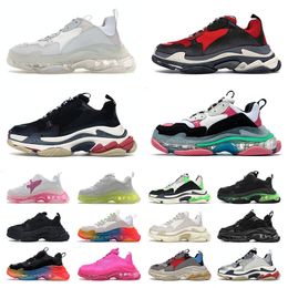 AAA + Qualité Triple S Hommes Femmes Mode Papa Chaussures Sports Casual Original Crystal Bottom Paris 17 FW Luxurys Designers Plateforme Baskets Baskets Clear Sole Daddy Shoe