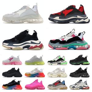 AAA + Calidad Triple S Hombres Mujeres Moda Papá Zapatos Deportes Casual Original Crystal Bottom Paris 17 FW Luxurys Diseñadores Plataforma Zapatillas de deporte Entrenadores Clear Sole Daddy Zapato