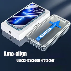 AAA Screen Protector met applicator voor Apple Iphone 15 14 13 12 11 Pro Max Tempered Glass Film Quick fit met retailverpakking