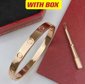 Armband ontwerper sieraden mode gouden armband Hoge kwaliteit damesarmbanden Luxe herenmerk rose zilver 6 mm roestvrij staal 4 steen met doos