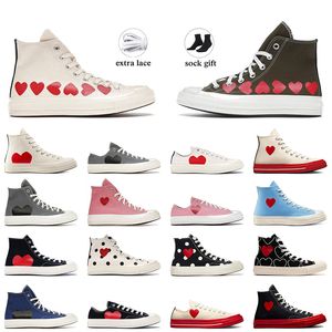 aaa+Top Hoge Top Vintage Commes Des Garcons X Jaren 1970 Designer Canvas Schoenen Dames Heren All Star Classic 70 Chucks Taylors Lage Multi-Heart Platte Trainers Sport Sneakers