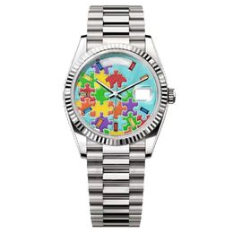 AAA Top Luxury Reloj para hombre Diseñador de alta calidad Puzzle Daydate Relojes Automático Mecánico 41MM 904L Banda de acero Impermeable 36MM Relojes de pulsera clásicos para mujer