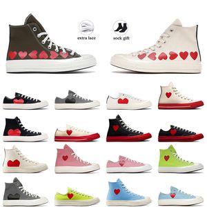 aaa+Top OG Designer Canvas Shoes High Vintage Commes 1970 Des Garcons X 1970s Femmes Hommes All Star Classic 70 Chucks Taylors Low Multi-Heart Jogging Walking Flat Sneakers