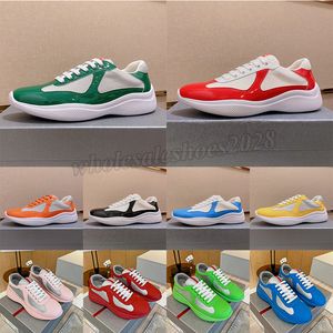 aaa + Top Qualité Casual Designer Chaussures Americas Cup Tissu En Caoutchouc Souple Sneaker Hommes Noir Blanc En Cuir Verni Panda Formateurs Low Mesh Amérique Pour Hommes baskets de sport