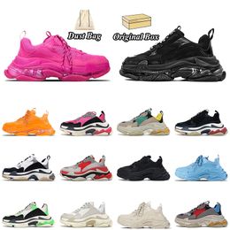 AAA + Top Qualité OG triple s hommes femmes designer chaussures de sport baskets à plateforme semelle transparente noir blanc gris rouge rose bleu royal néon vert baskets pour hommes tennis avec boîte