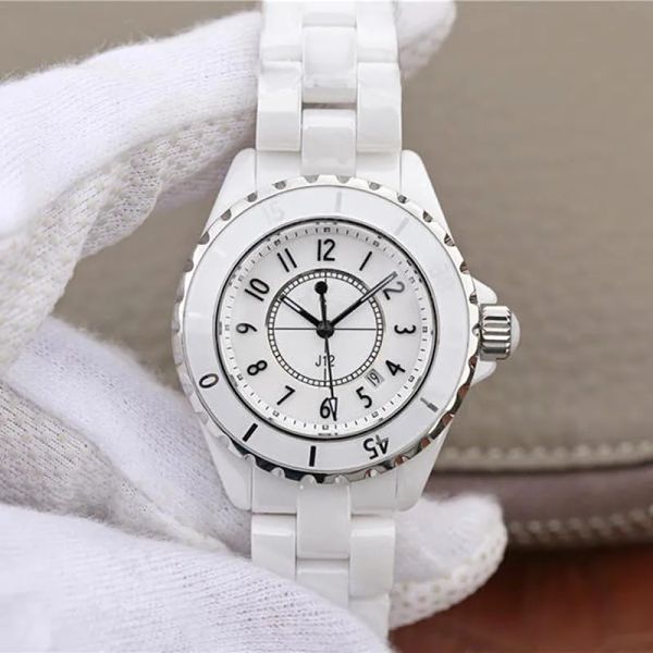 AAA montres véritable céramique noir blanc céramique montre hommes femmes mode Simple Quartz dame élégante robe d'affaires montre