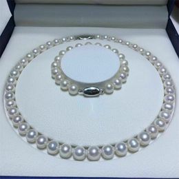 AAAA Japonés Akoya 910mm collar de perlas blancas 18 pulgadas pulsera 758in set 925s 240108