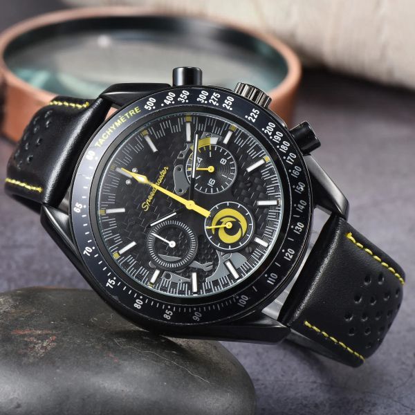 AAAA Montres-bracelets pour hommes 2024 nouvelles montres pour hommes tout cadran travail montre à quartz de haute qualité haut de gamme marque de luxe chronographe horloge ceinture en cuir noir hommes mode G980