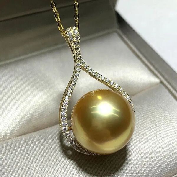 AAAAA 12-1m perle d'or des mers du sud collier pendentif plaqué or 18 carats 18 240118