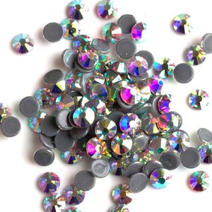 AAAAA Clear AB Crystal Hot Fix Rhinestone Glass Strass Hotfix Iron On Rhinestones For Fabric Garment SS16 SS20 SS30