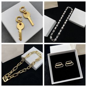 B Letter Short Necklace for Women, Gothic Jewelry Hip Hop Party Girl's Sexy Clavicle Jewelry, Classic Designer Necklaces Bracelet Earrings Set