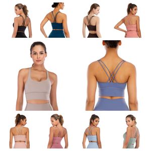 Women Low Impact Strappy Sports Bra Cut Wirefree Padded Yoga Bra Criss Cross Back