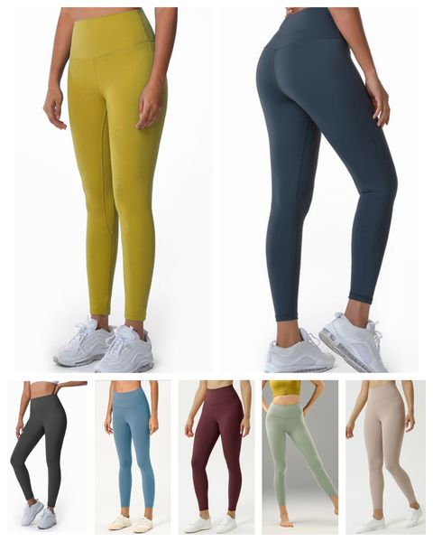 Taille haute Yoga recadrée Leggings femmes couture nue sensation Fitness sport Capri pantalon Gym course pantalon serré 25